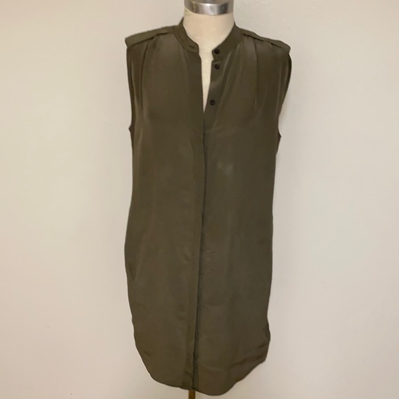All Saints Olive Green Button Down Dress 8 - Picture 1 of 7